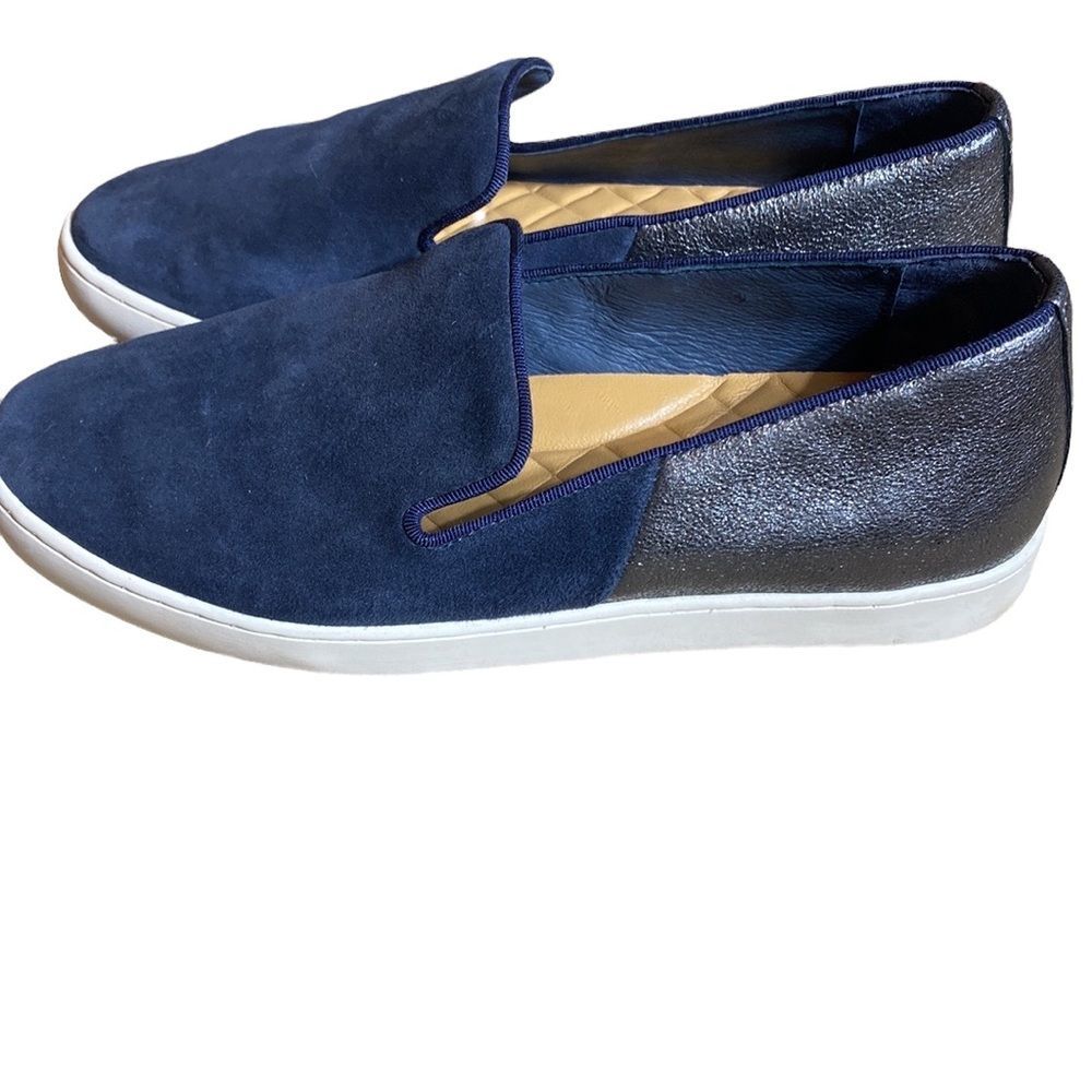 Birdies Shoes The Swift Night Sky blue metallic suede shoes size 7